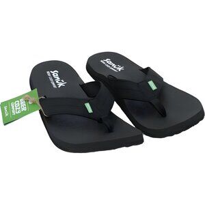 Men's Sanuk BEER COZY COASTER Flip Flop Sandals Black Size 13